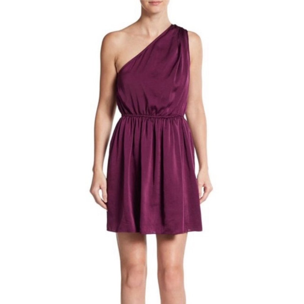 NWT BCBGeneration One Shoulder Grecian Grape Purple Cocktail Dress Sz XXS